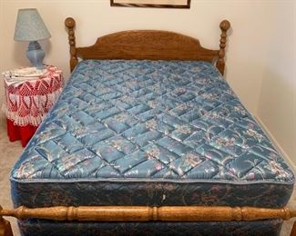 #13	Oak full size bed  with head board, foot board, mattress set rails	 $100.00 
