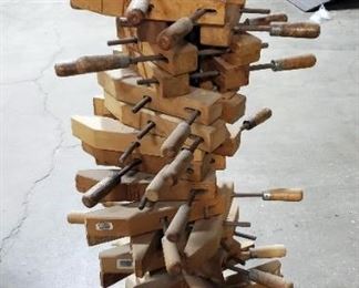 Jorgensen And WoodCraft 12" Adjustable Wood Hand Screw Clamps Qty 22, With Rolling Stand