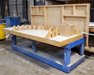 Custom Built Rolling Trim Molding Table, With 2 Interchangeable Tops, 33" x 96" x48"