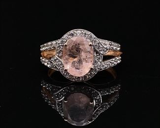 Natural Morganite Dinner Ring in Vermeil weighing 3.80 grams. Ring is size 7 (can be resized)