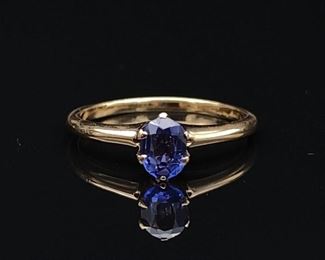 Vintage Oval Cut Natural Blue Sapphire Estate Ring in 14k Gold Weighing 2.20 grams and in a Size 7.5 (can be resized).

Retail Estimate: $1899