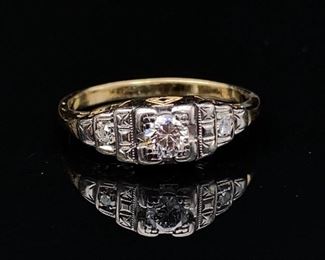 Antique Diamond Engagement Estate Ring in 14k white gold.  Weighs 1.4 grams, Size 4 (can be resized).

Retail Estimate: $2200