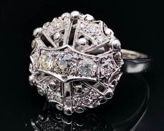1+ Carat Art Deco Diamond Ring