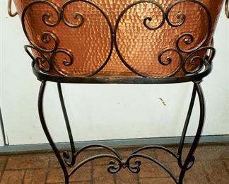 Three piece copper & wrought iron stand