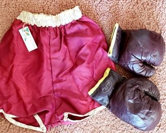 Child's trunks & boxing gloves