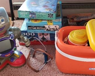 Toys, puzzles & stocked Little Tykes' cooler
