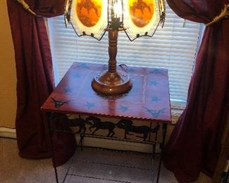 Horse accent table and touch lamp