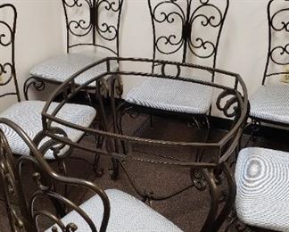 Glass Dining table 48" round w/6 chairs