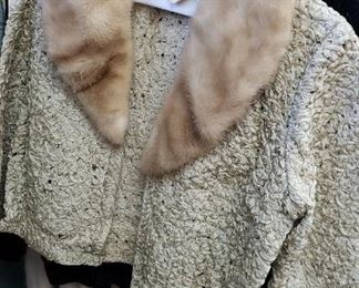 Vintage silk jacket w/Mink collar