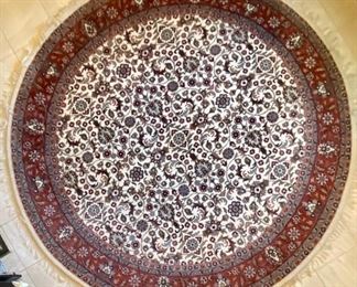 8 ft White Round Handmade Rug