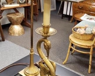 Pair of swan lamps