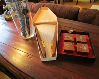 Poul Knudsen Teak and Brass Nutcracker Denmark 1950's and a gaucho knife and Dansk matchbook holders. This home is so full of treasures