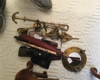 Collection of brass items