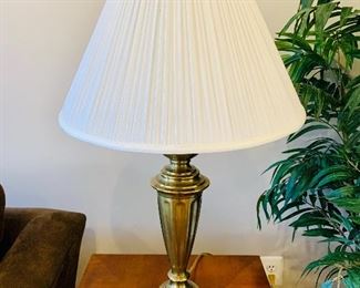 $60 - Otis brass lamp.  33"H.  Shade 19"D