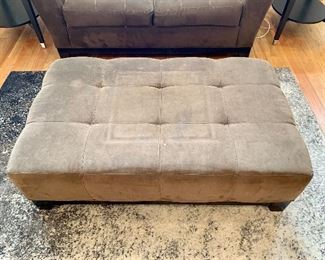 $150 - H.M. Ricards tufted upholstered chocolate rectangular ottoman. 15.5"H x 49"W x 31.5"W