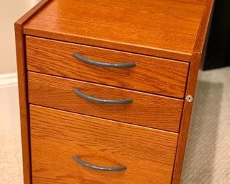 $40 - Three drawer wood filing cabinet.  23"H x 17"W x 26"D