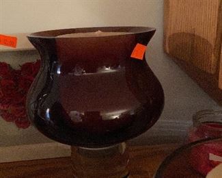 Purple glass candle holder