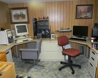 LARGE computer area / chairs / files