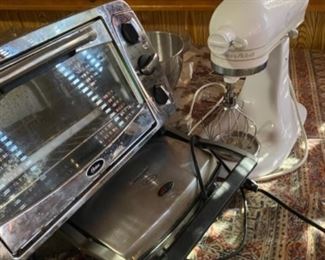 Oster Toaster Oven and White Kitchen Aid Mixer