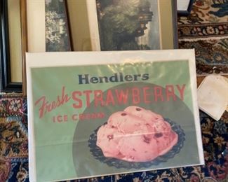 Vintage Artwork/ Vintage Ads- Hendlers Fresh Strawberry Ice Cream