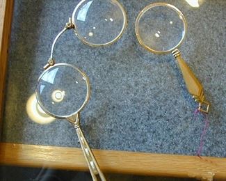Gold filled fold out lognettes and magnifier