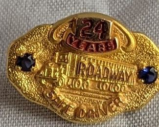 Gold Filled Roadway 24 Year Safe Driver Pin