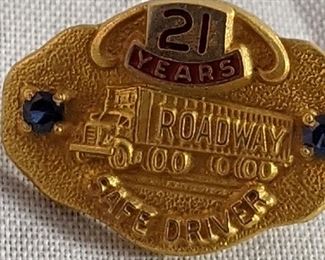 Gold Filled Roadway 21 Year Safe Driver Pin