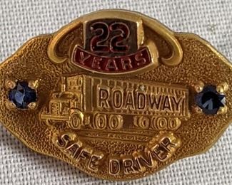 Gold Filled Roadway 22 Year Safe Driver Pin