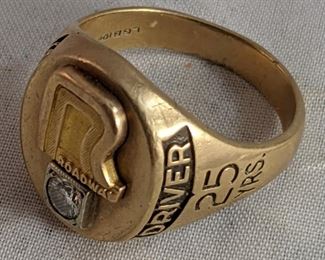 10K Roadway 25 Year Safe Driver Ring with Diamond