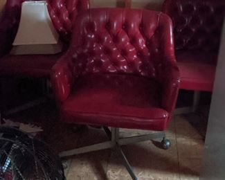 Mid-Century Tufted, Upholstered Red Chairs