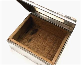 Cartier Sterling Silver Cigarette Humidor - wooden insert removed to weigh.