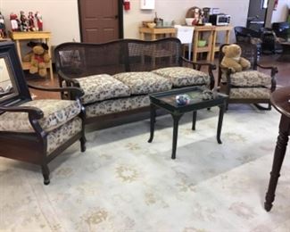 Handsome cane back parlor set