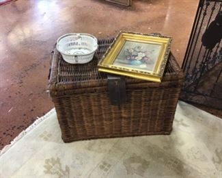 Wicker trunk excellent for coffee table with added bonus of deep storage capacity.