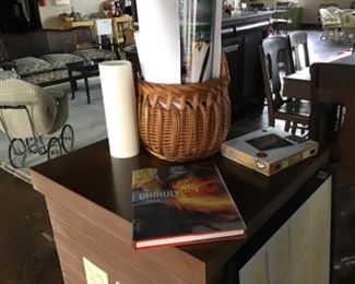 Books and unframed prints.