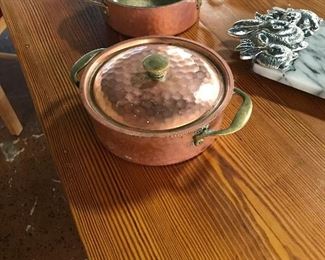 Swiss made Stockli  Netstal copper lidded pot and open top pot.