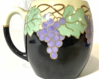 LIMOGES FRANCE Grape & Leaf Detailed Porcelain Mug
