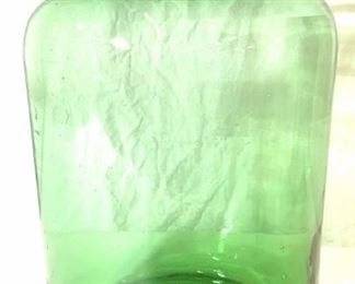 Hand Blown Green Art Glass Vase Vessel
