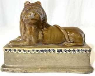 Vintage Ceramic Lion On Pedestal Figural
