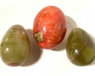 Lot 3 NORLEANS Italian Carved Stone Eggs
