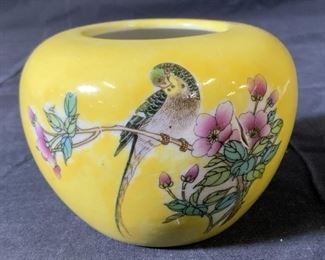 Vintage Chinese Vase with Parrot Figural
