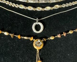 Lot 6 Bracelets & Necklaces, Sterling & More
