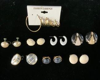 Lot 10 Earrings, Vintage Fashion Jewelry

