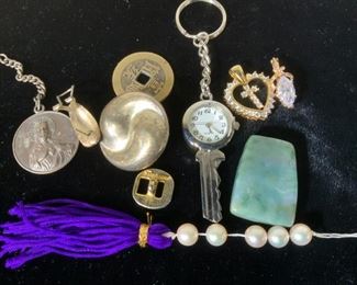 Lot Sterling, Crystal Pendants, Accessory Pieces
