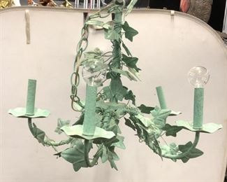 5 Arm Seafoam Vine & Leaf Metal Chandelier
