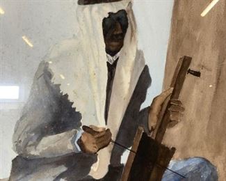 Watercolor Painting of Middle Eastern Man
