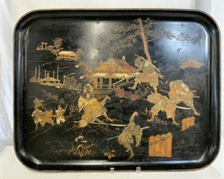 Wooden Asian Style Hand Painted Tray
