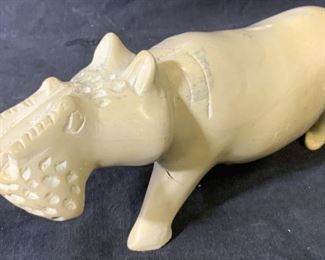 Hand Carved Stone Hippo Statue
