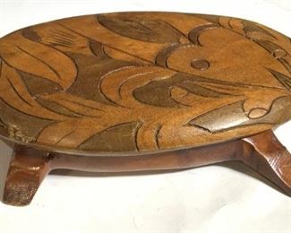 Artisan Carved Turtle Lidded Wood Box
