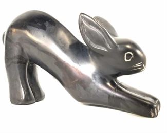 Handmade Natural Black Stone Rabbit Figural, Kenya
