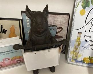 resin menu pig and wall decor